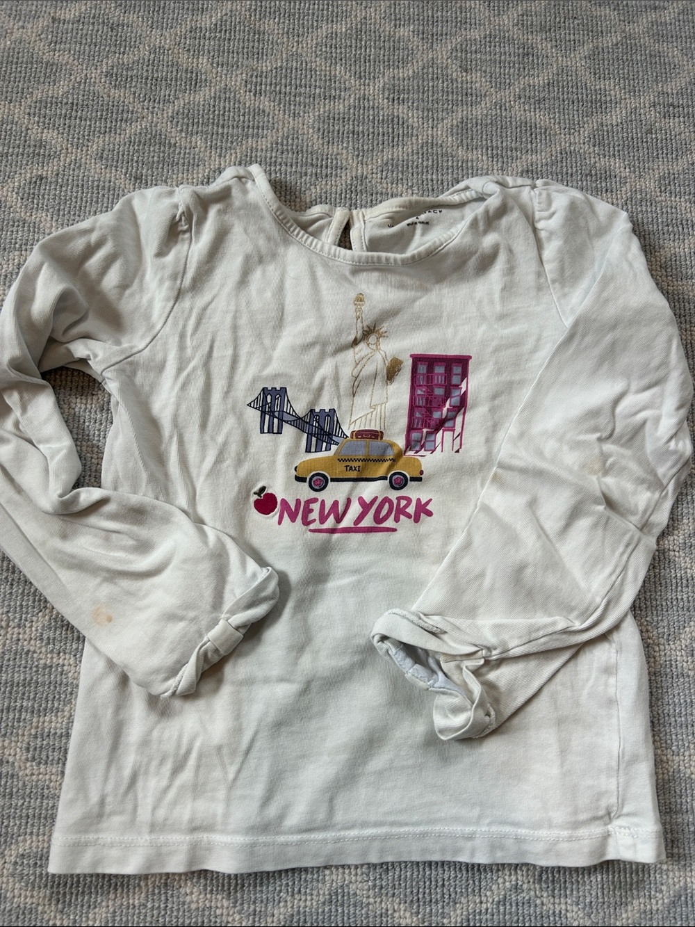 Janie and Jack White Long-Sleeve New York Graphic Tee with Yellow Taxi